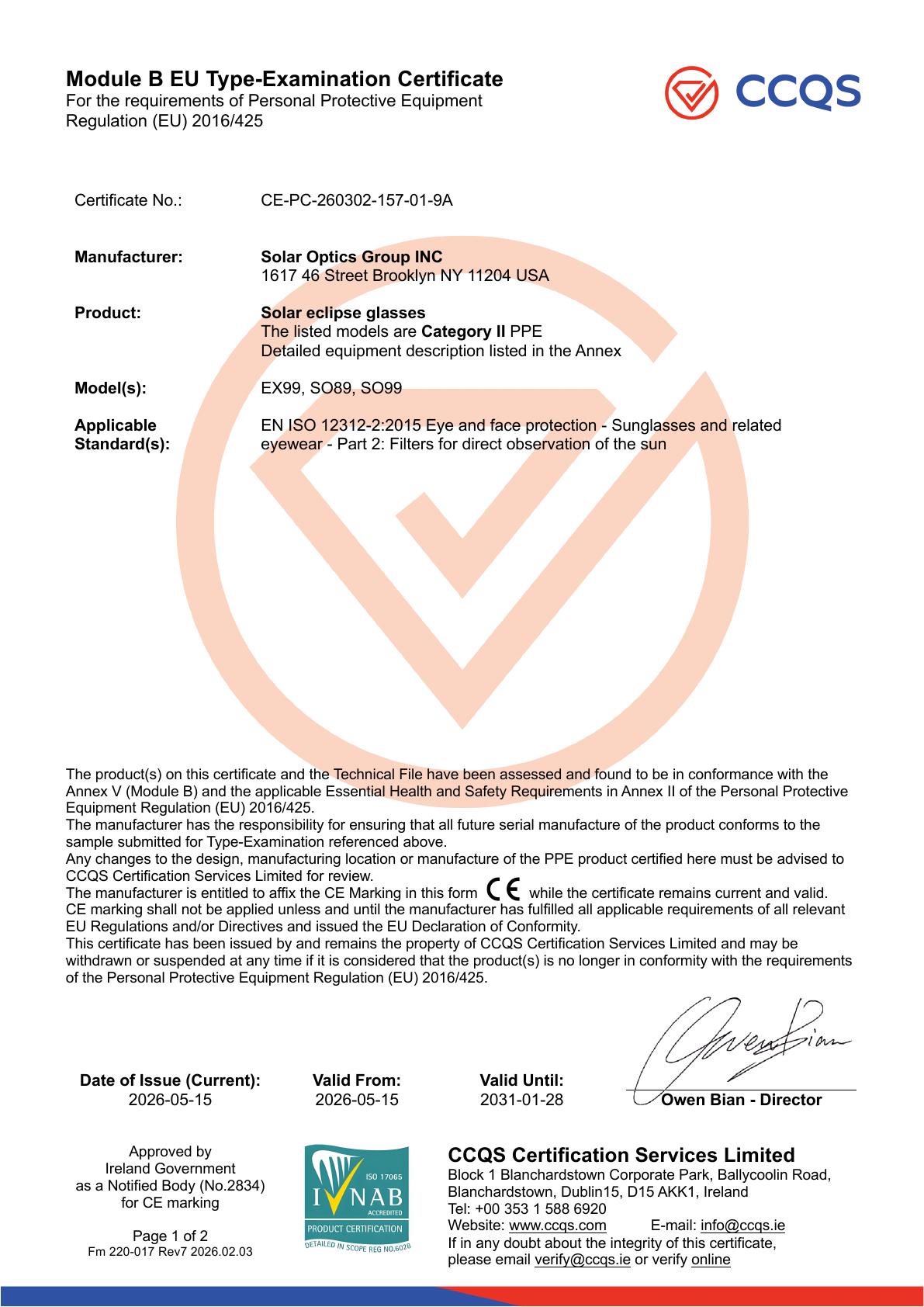 CE Certificate — Module B EU Type-Examination Certificate preview